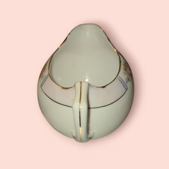 Nippon Hand Painted Cream & Sugar Set With Lid - Floral Design - Picture 6 of 9